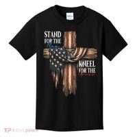Stand For The Flag Kneel For The Cross Patriotic Christian Kids T-Shirt thumb 0