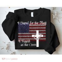 Stand For The Flag, I Kneel At The Cross Patriotic Christian Sweatshirt thumb 2