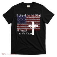 Stand For The Flag, I Kneel At The Cross Patriotic Christian T-Shirt thumb 0