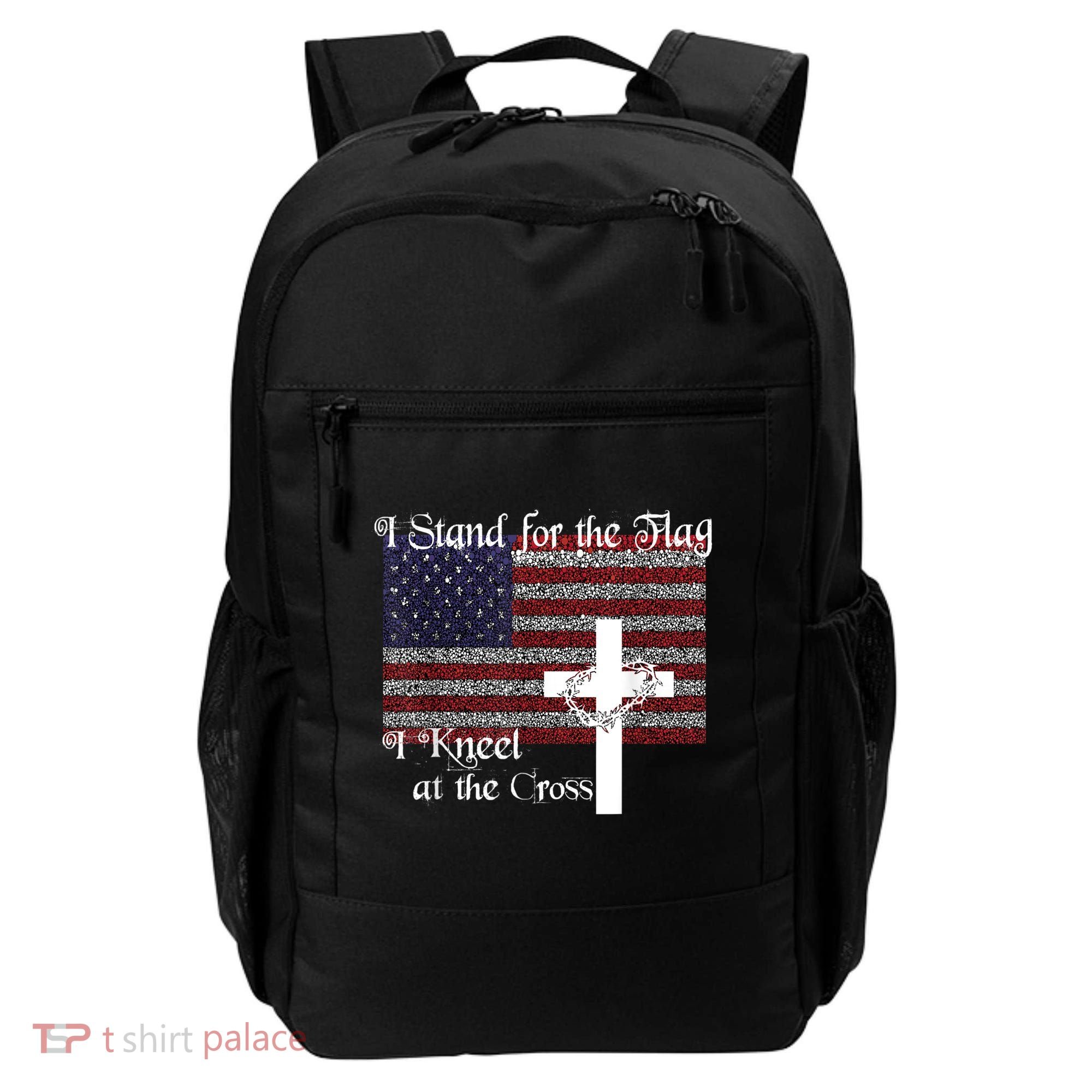 Stand For The Flag, I Kneel At The Cross Patriotic Christian Backpack