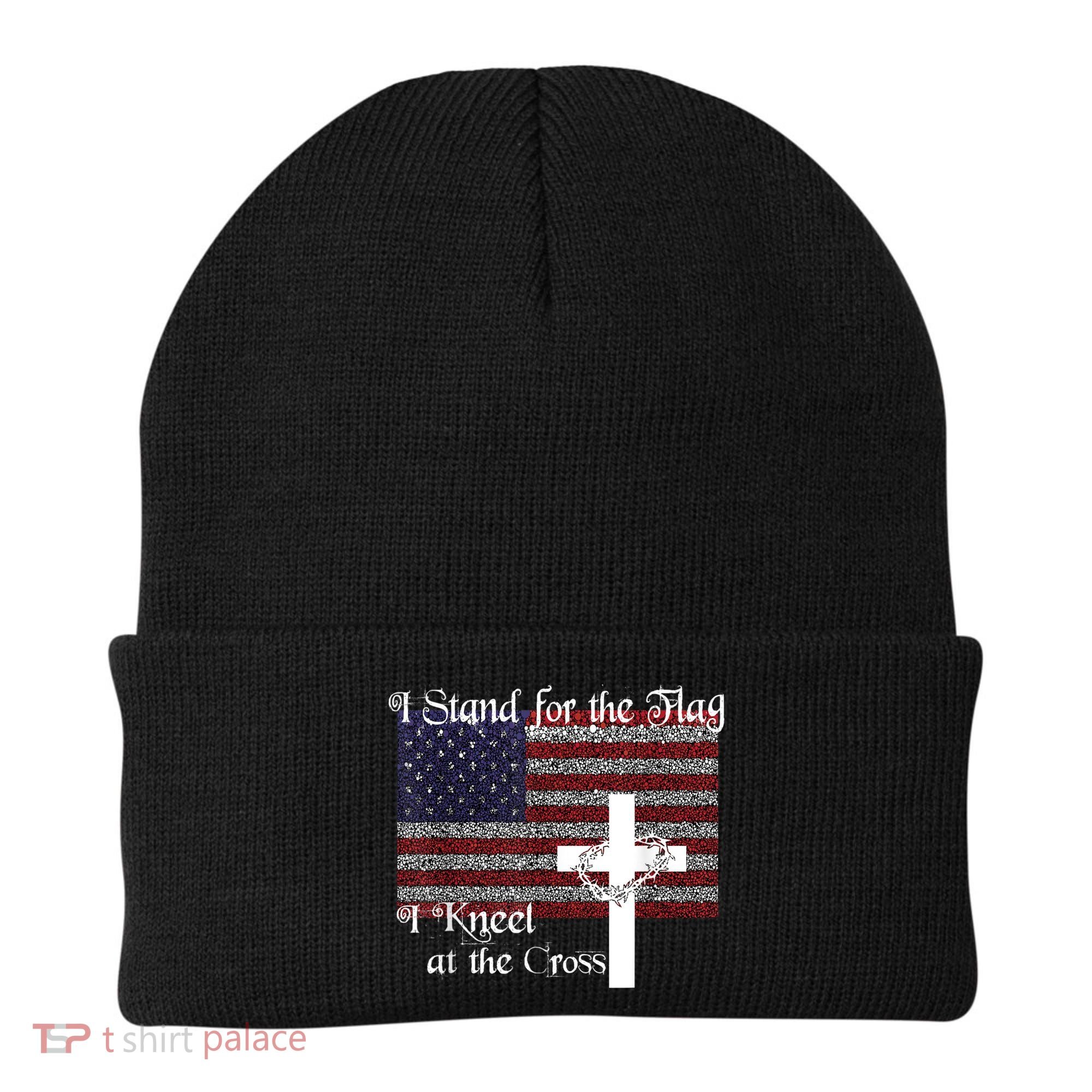 Stand For The Flag, I Kneel At The Cross Patriotic Christian Beanie