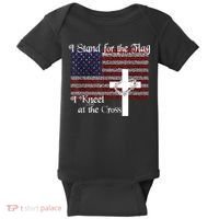 Stand For The Flag, I Kneel At The Cross Patriotic Christian Baby Bodysuit thumb 0