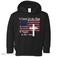 Stand For The Flag, I Kneel At The Cross Patriotic Christian Toddler Hoodie thumb 0