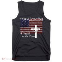 Stand For The Flag, I Kneel At The Cross Patriotic Christian Tank Top thumb 0