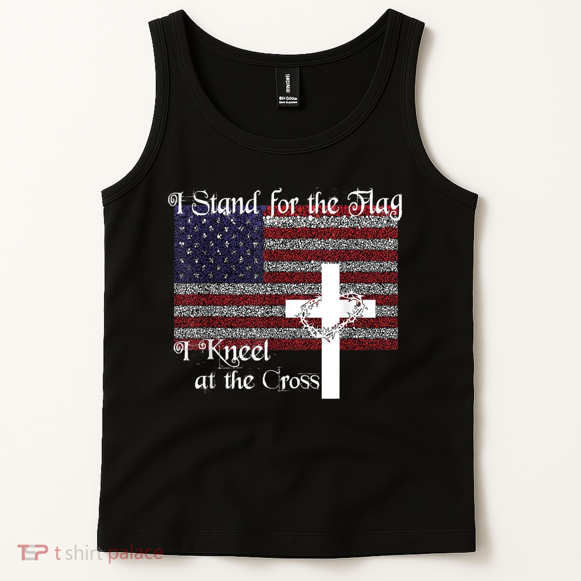 Stand For The Flag, I Kneel At The Cross Patriotic Christian Tank Top
