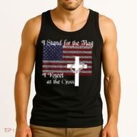 Stand For The Flag, I Kneel At The Cross Patriotic Christian Tank Top thumb 3