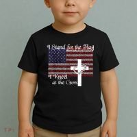 Stand For The Flag, I Kneel At The Cross Patriotic Christian Toddler T-Shirt thumb 2
