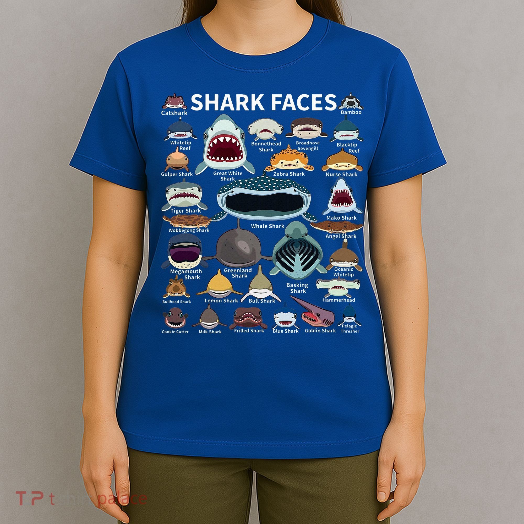 Shark Faces Type Of Shark Shark Faces Of All Kinds T-Shirt