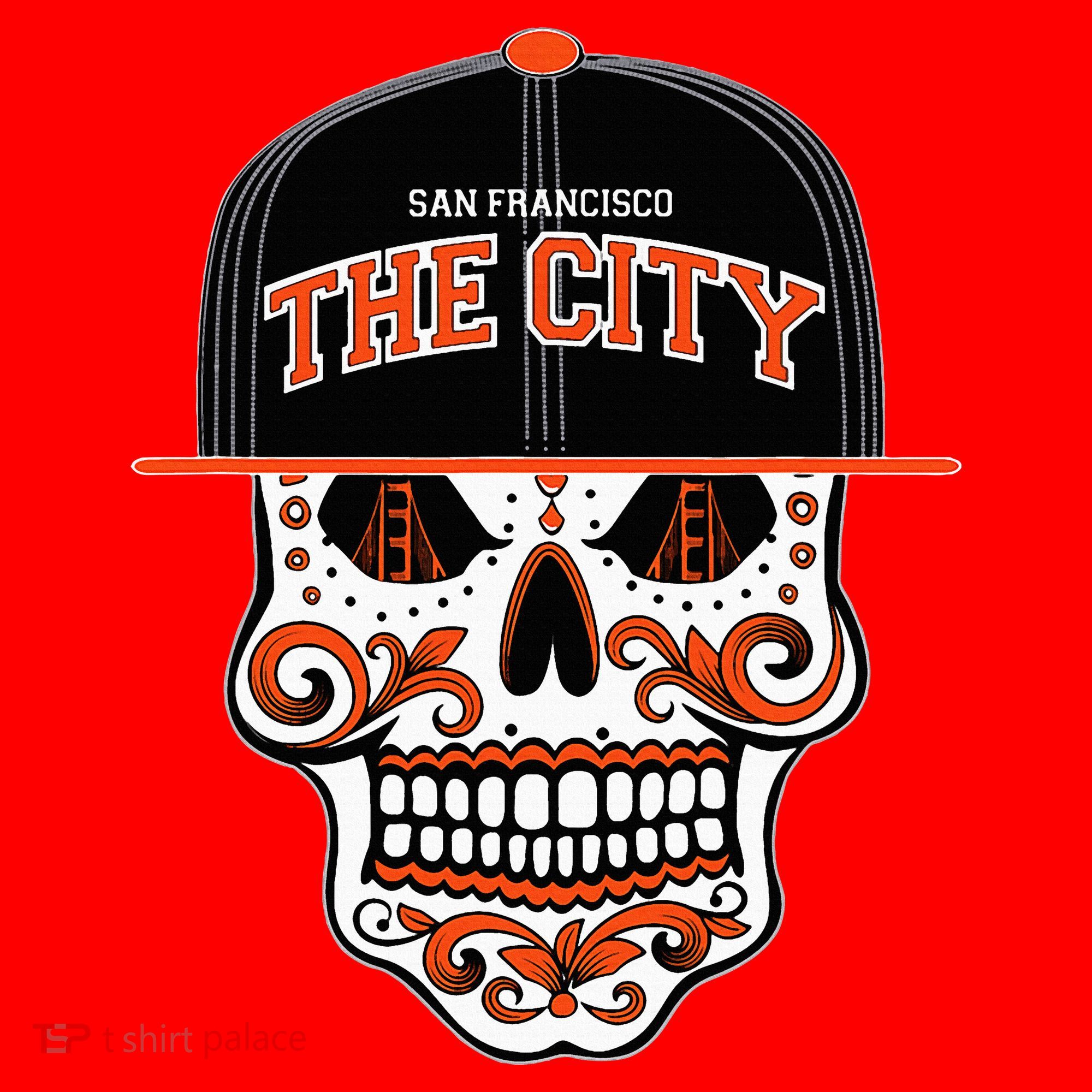 San Francisco The City Sugar Skull Santa Hat