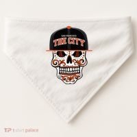 San Francisco The City Sugar Skull USA-Made Doggie Bandana thumb 0