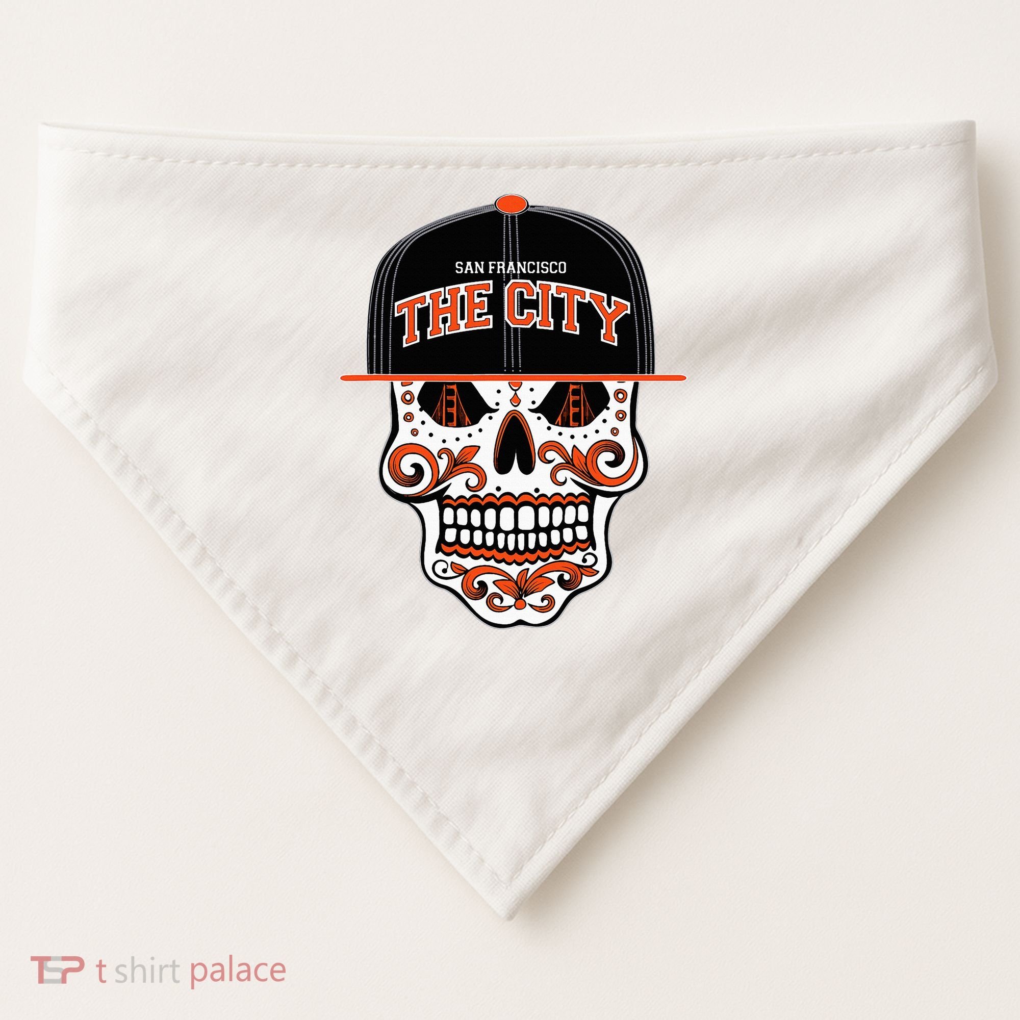 San Francisco The City Sugar Skull USA-Made Doggie Bandana