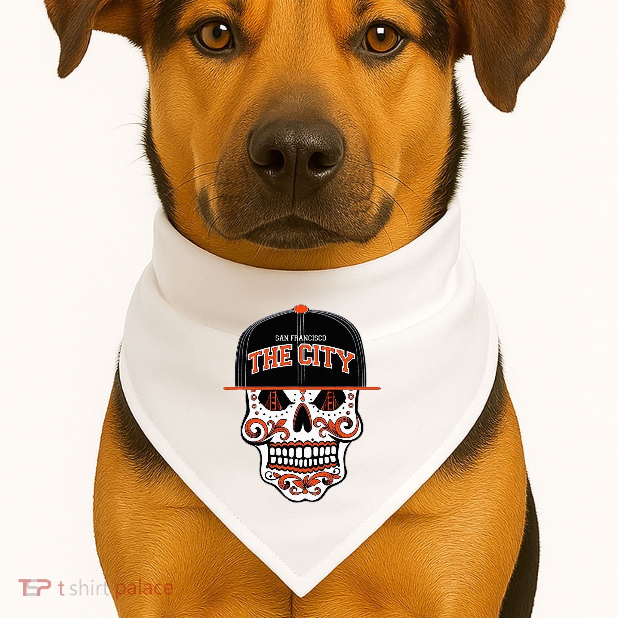 San Francisco The City Sugar Skull USA-Made Doggie Bandana