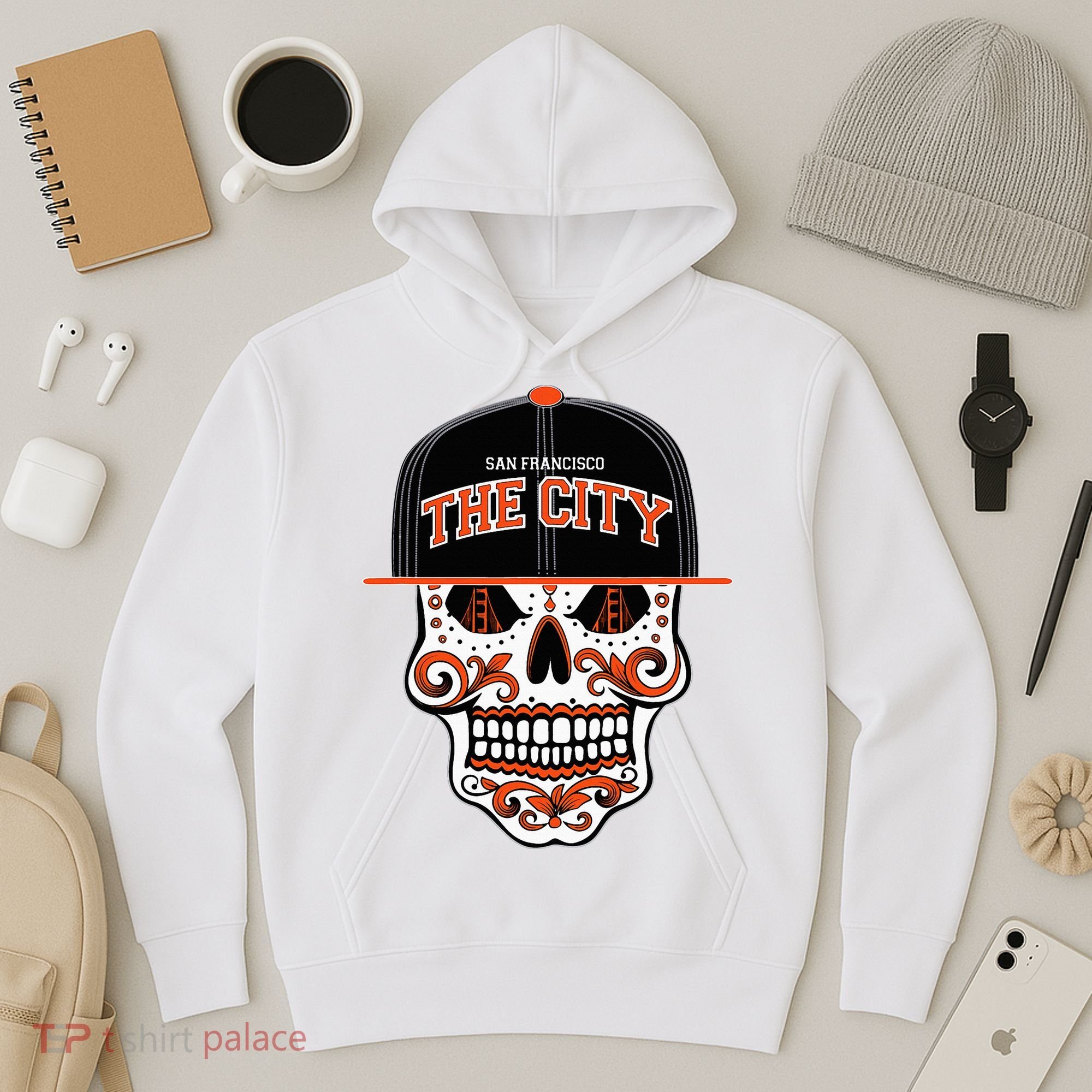 San Francisco The City Sugar Skull Hoodie