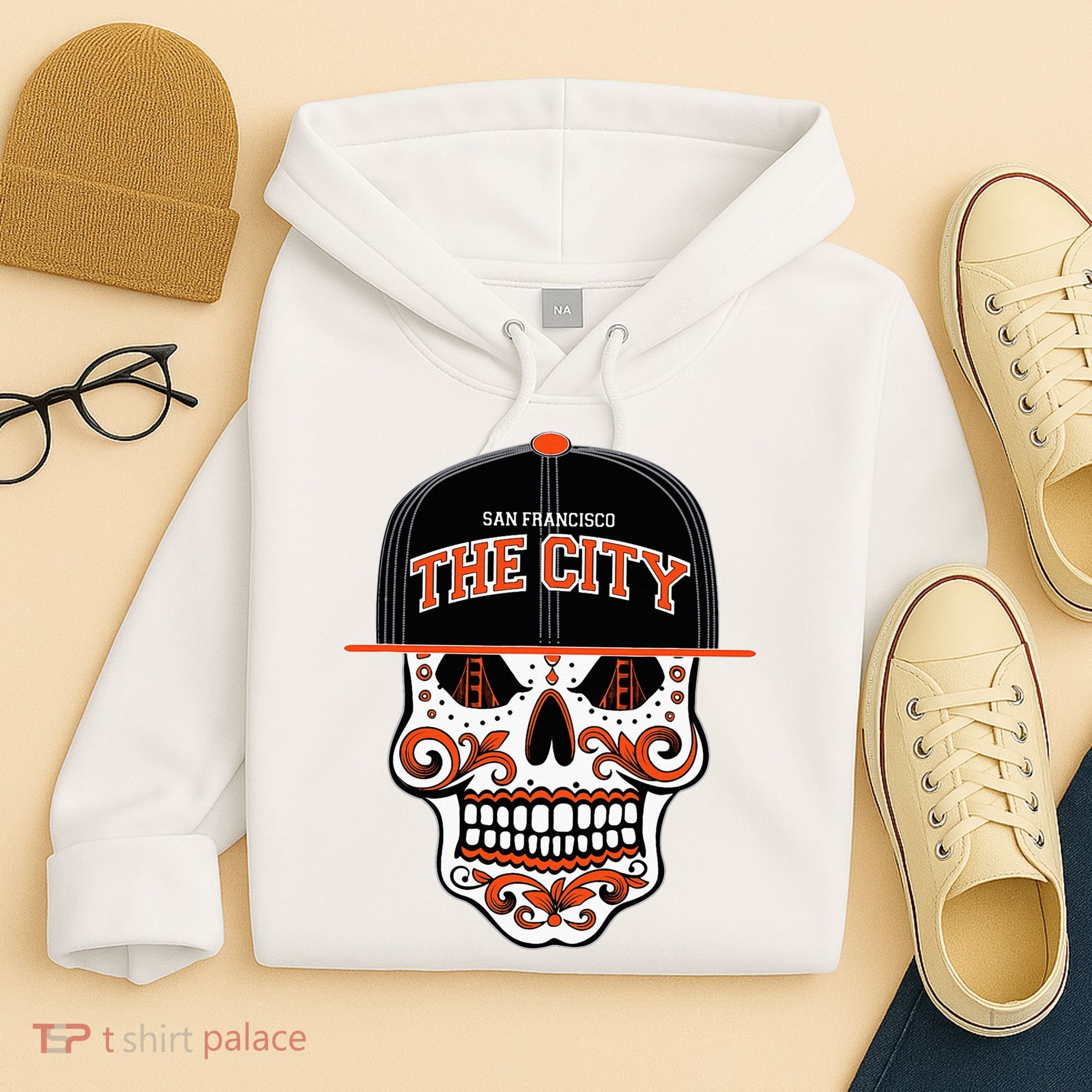 San Francisco The City Sugar Skull Hoodie