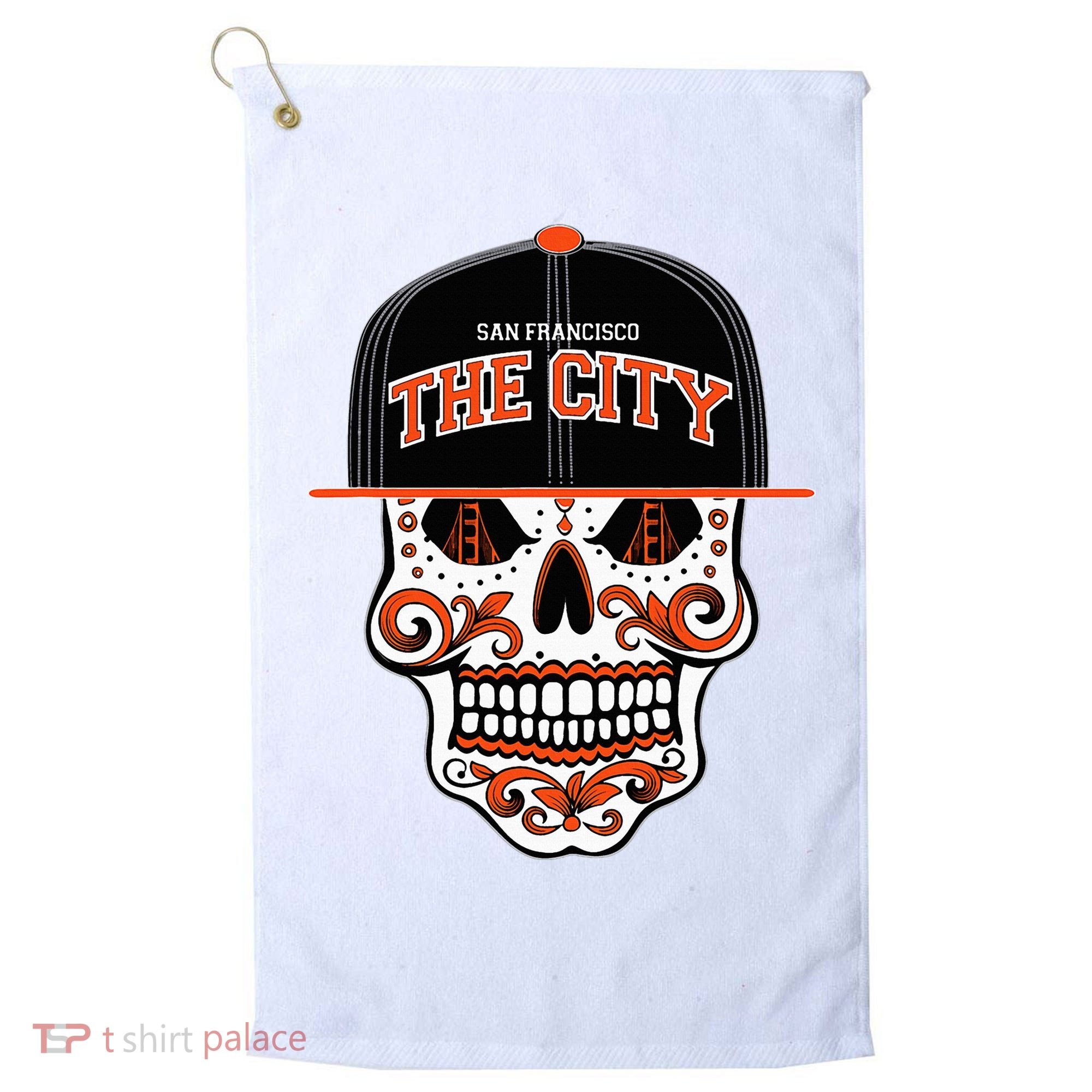 San Francisco The City Sugar Skull Golf Towel