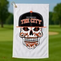 San Francisco The City Sugar Skull Golf Towel thumb 1