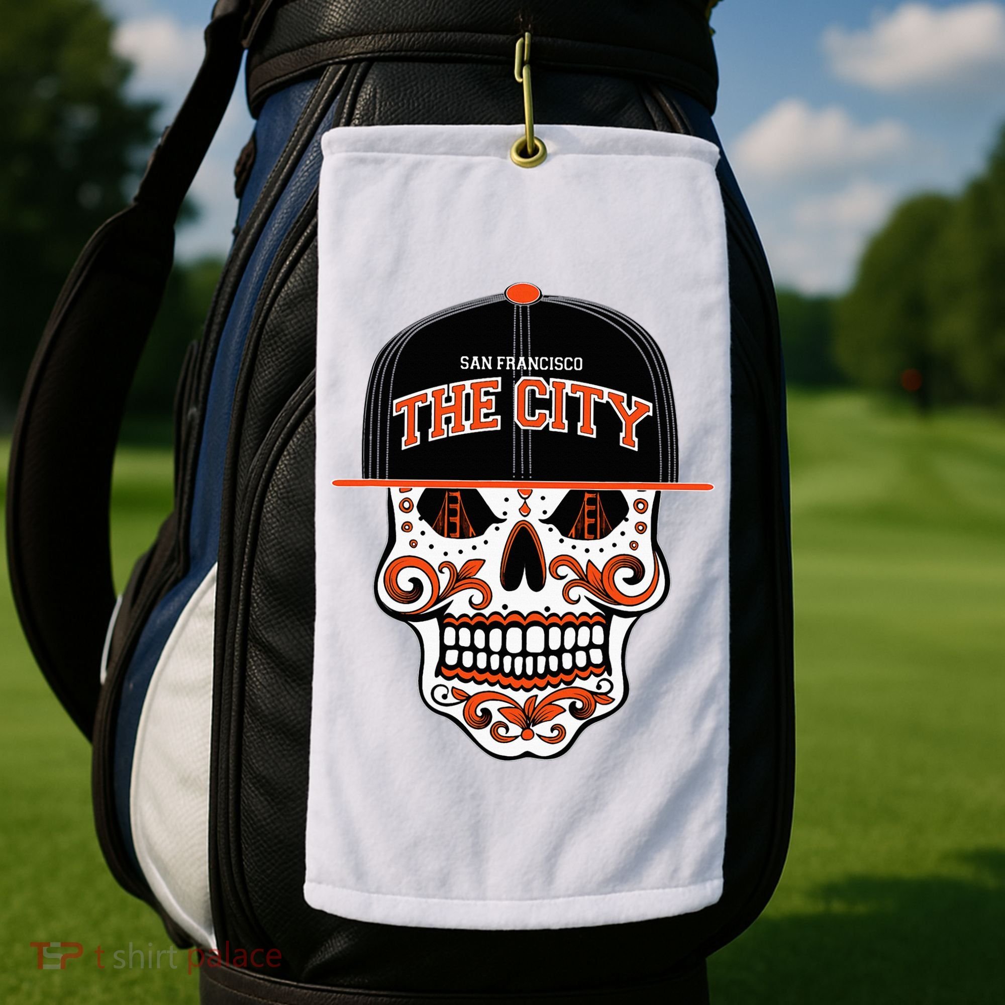 San Francisco The City Sugar Skull Golf Towel