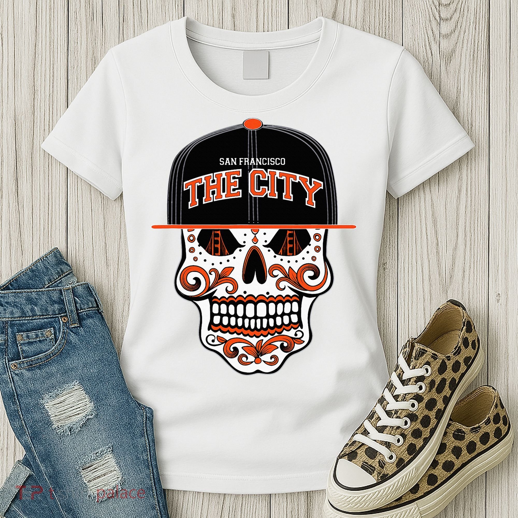 San Francisco The City Sugar Skull Women's T-Shirt