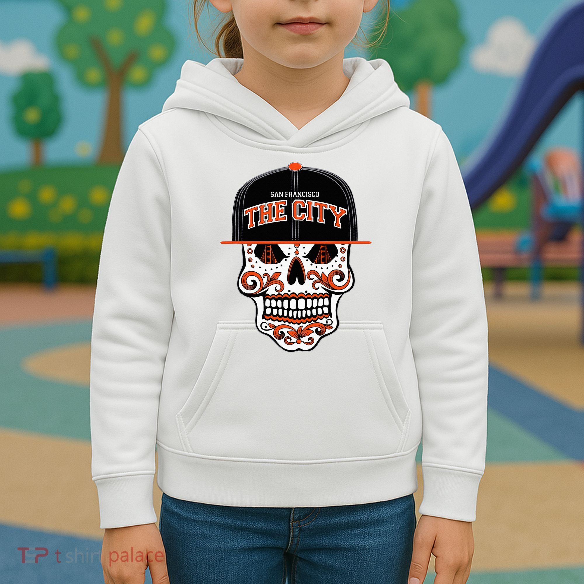 San Francisco The City Sugar Skull Kids Hoodie