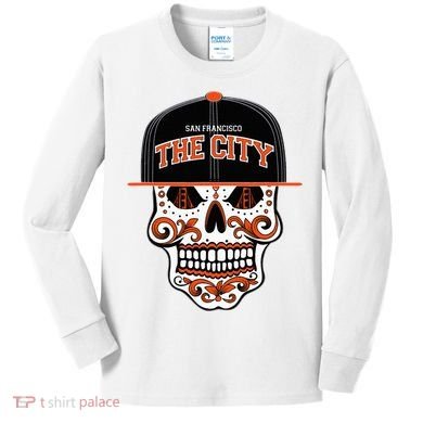 San Francisco The City Sugar Skull Kids Long Sleeve Shirt