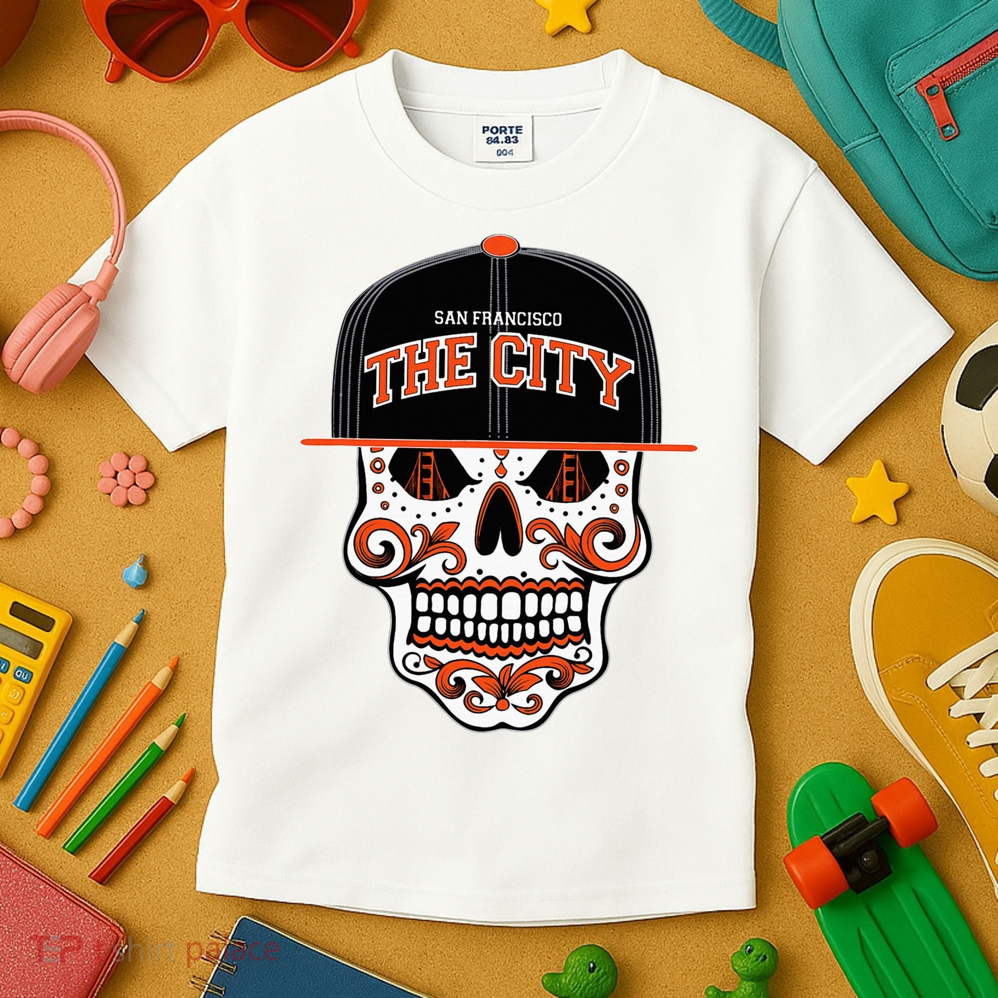San Francisco The City Sugar Skull Kids T-Shirt