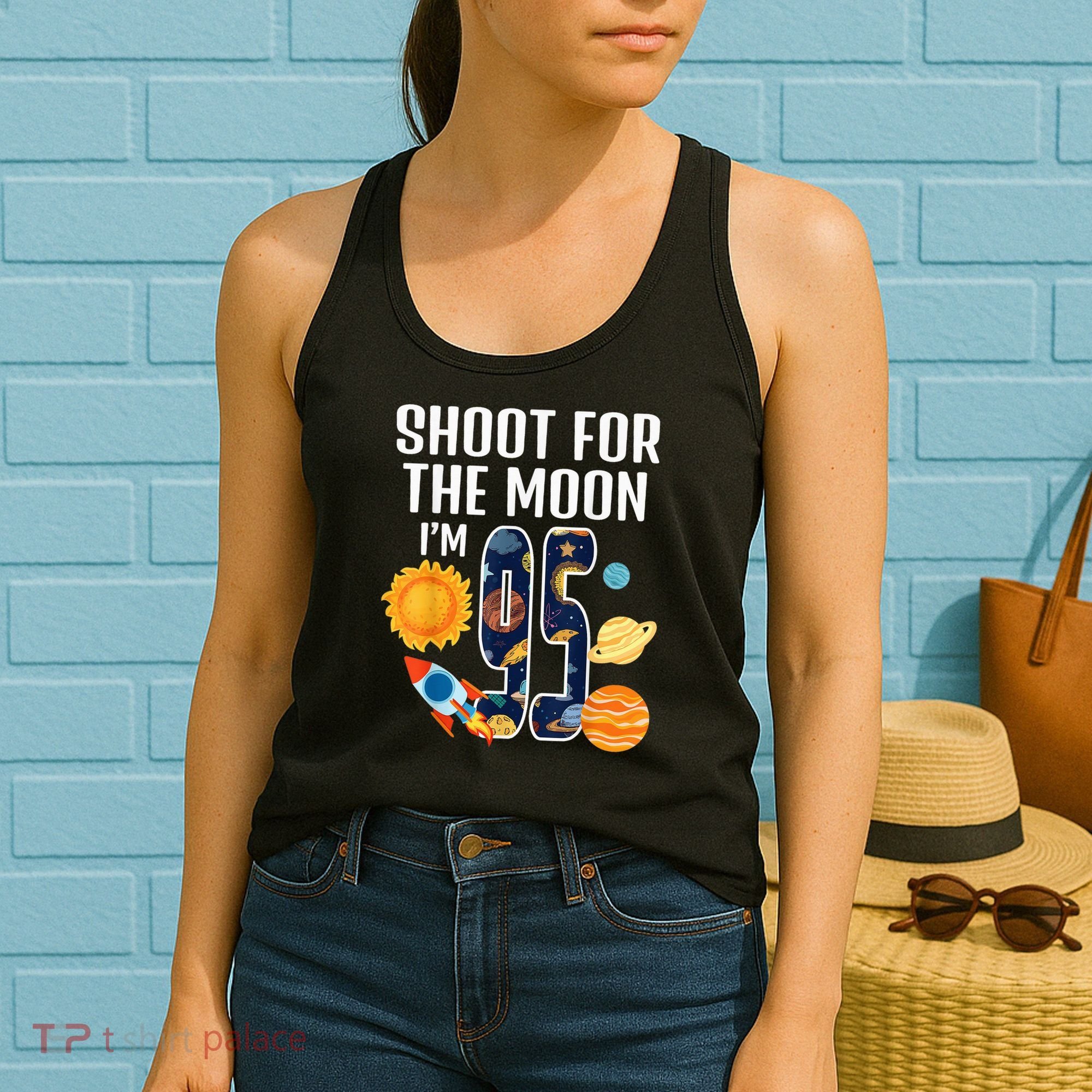 Shoot For The Moon 95th Birthday Outer Space I'M 95 Year Women's Tank Top