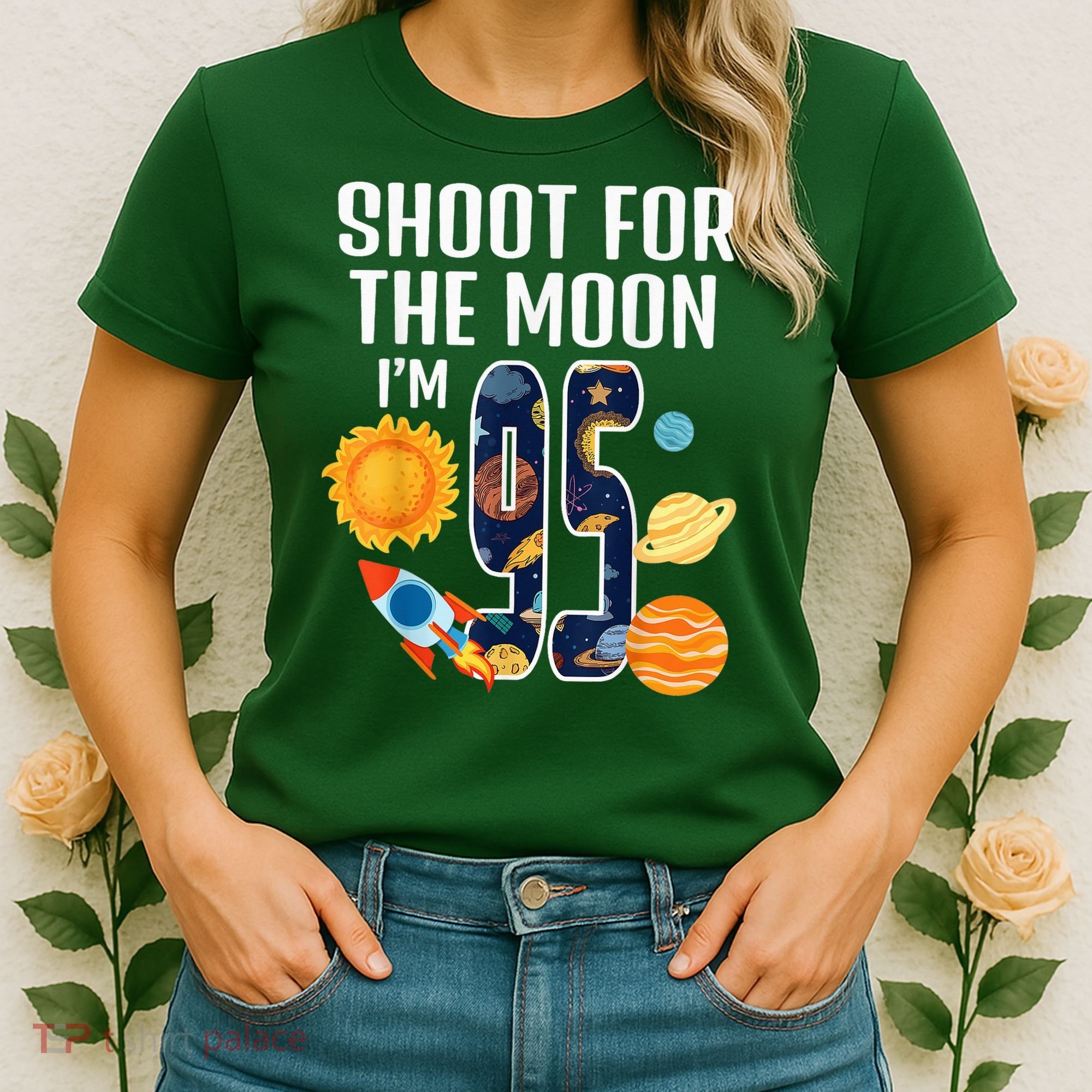 Shoot For The Moon 95th Birthday Outer Space I'M 95 Year Women's T-Shirt