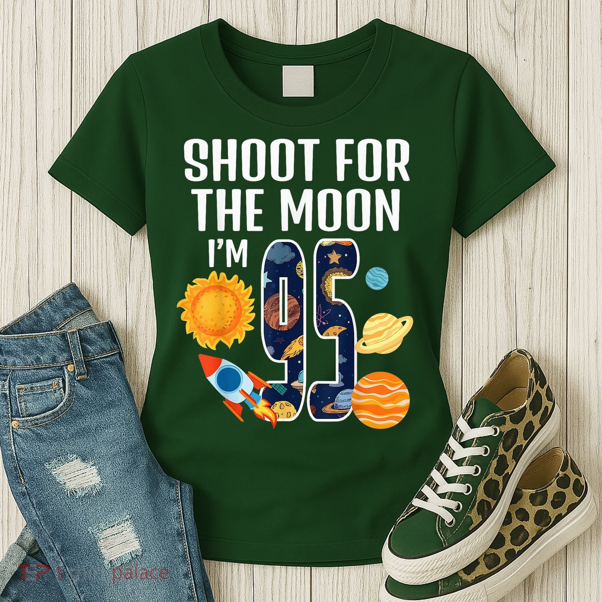 Shoot For The Moon 95th Birthday Outer Space I'M 95 Year Women's T-Shirt