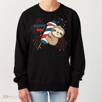 Sloth For The Fourth Of July Fireworks Kids Women's Sweatshirt thumb 0