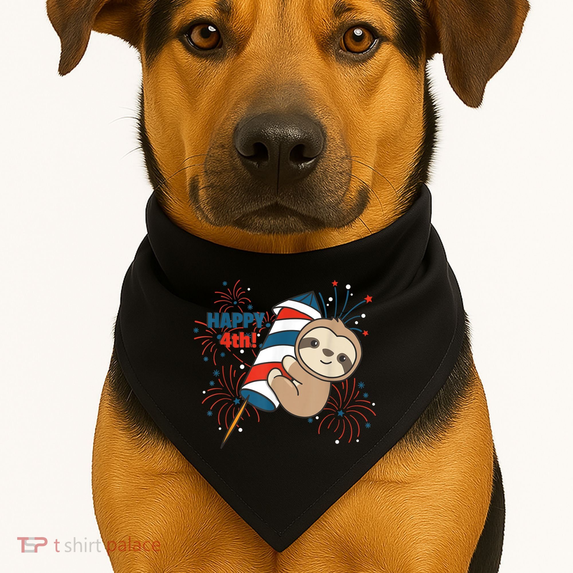Sloth For The Fourth Of July Fireworks Kids USA-Made Doggie Bandana