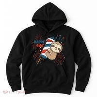 Sloth For The Fourth Of July Fireworks Kids Hoodie thumb 0