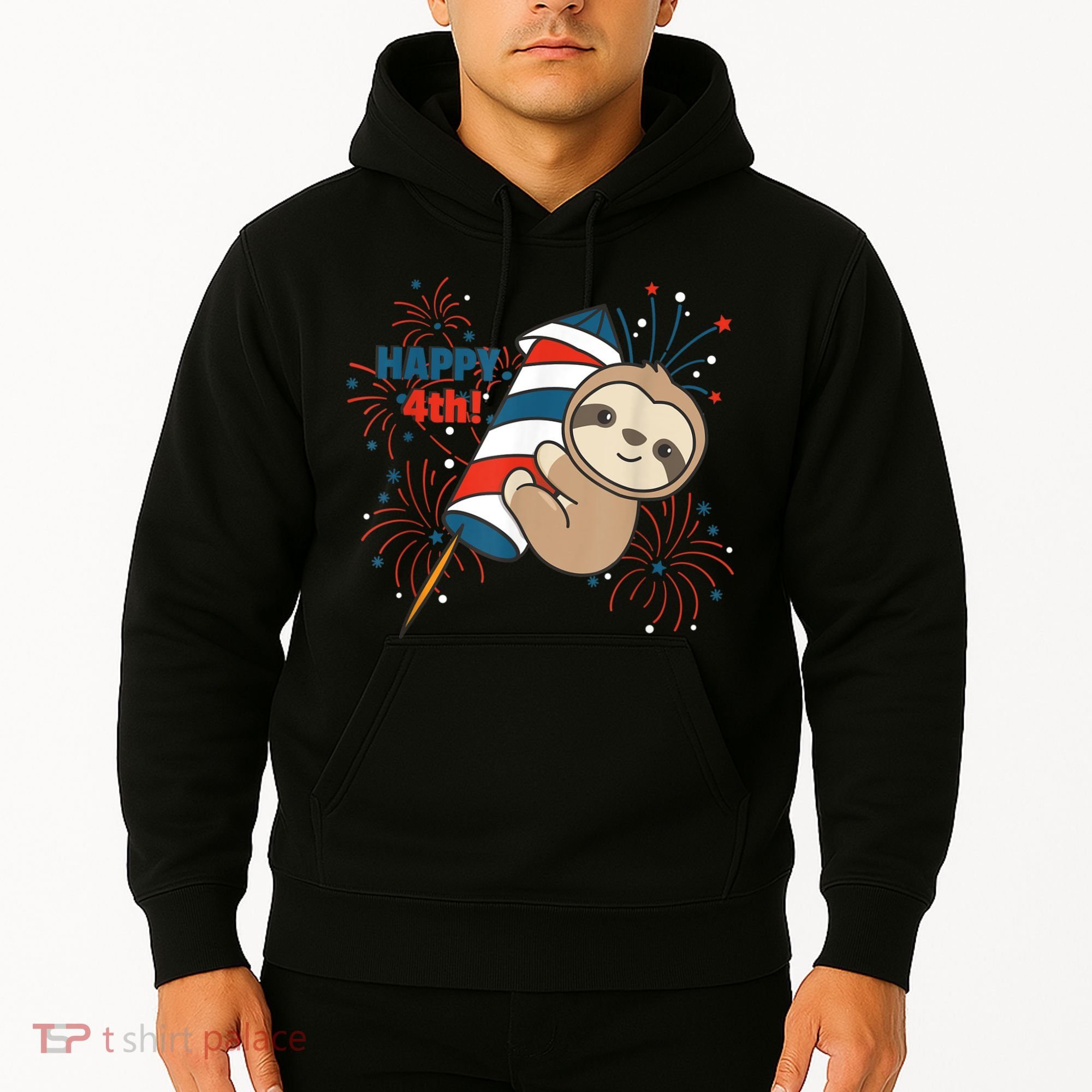 Sloth For The Fourth Of July Fireworks Kids Hoodie