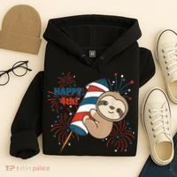 Sloth For The Fourth Of July Fireworks Kids Hoodie thumb 4