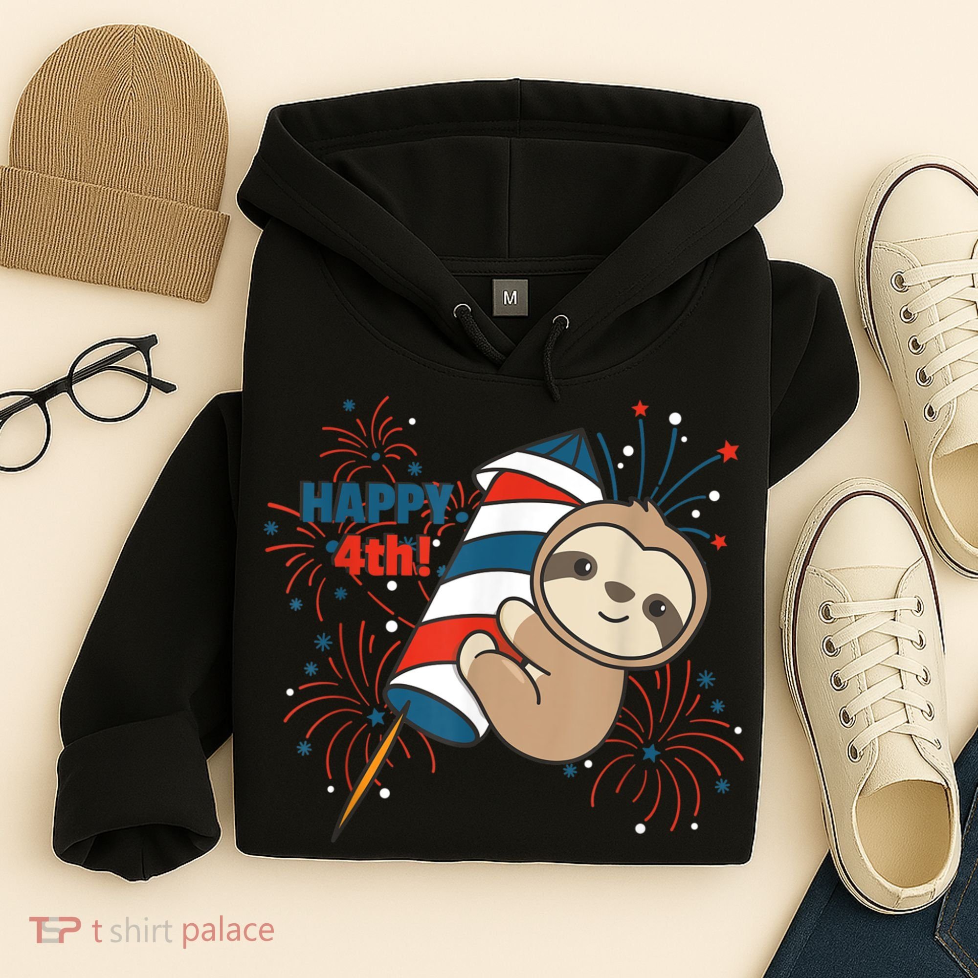 Sloth For The Fourth Of July Fireworks Kids Hoodie