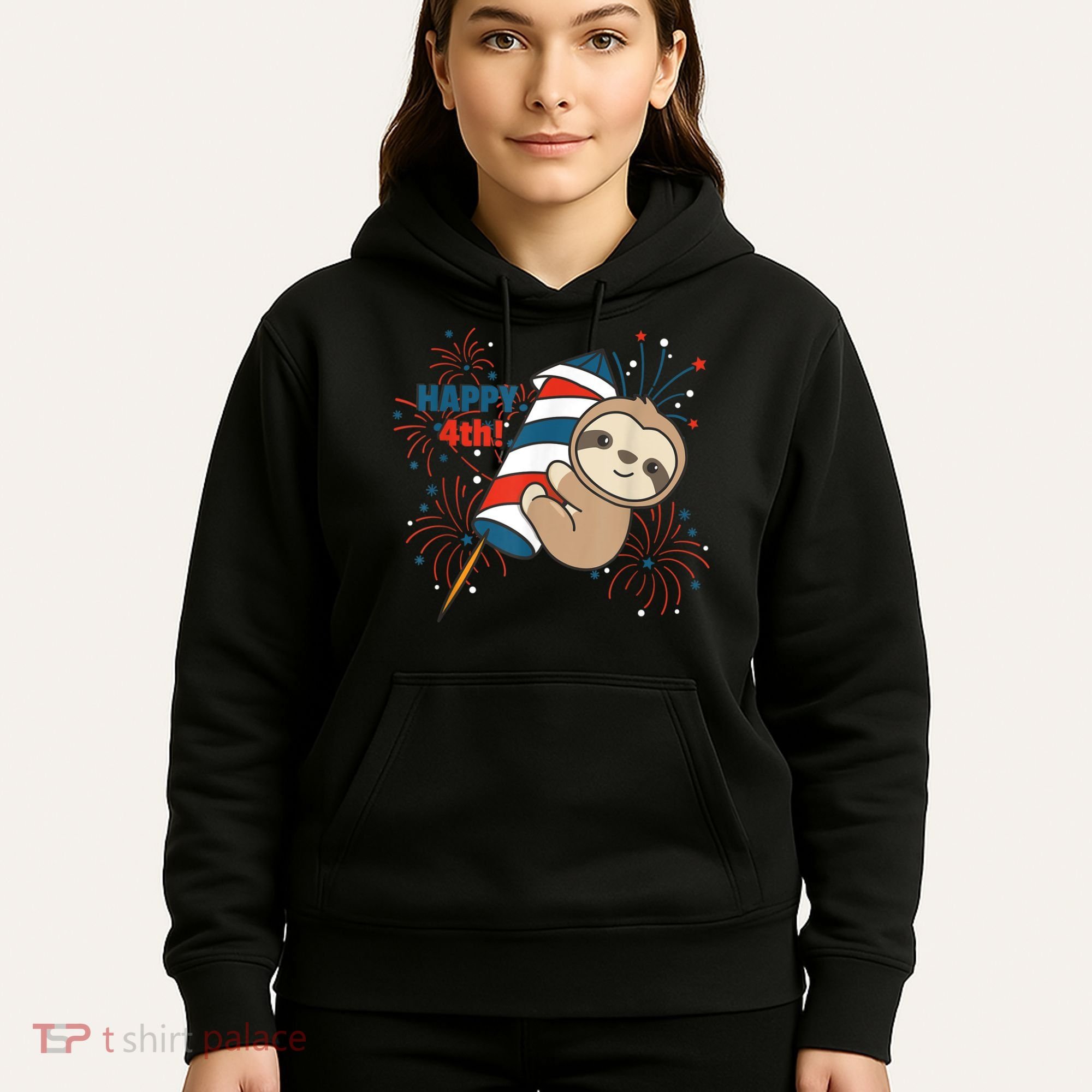 Sloth For The Fourth Of July Fireworks Kids Hoodie