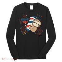 Sloth For The Fourth Of July Fireworks Kids Long Sleeve Shirt thumb 0