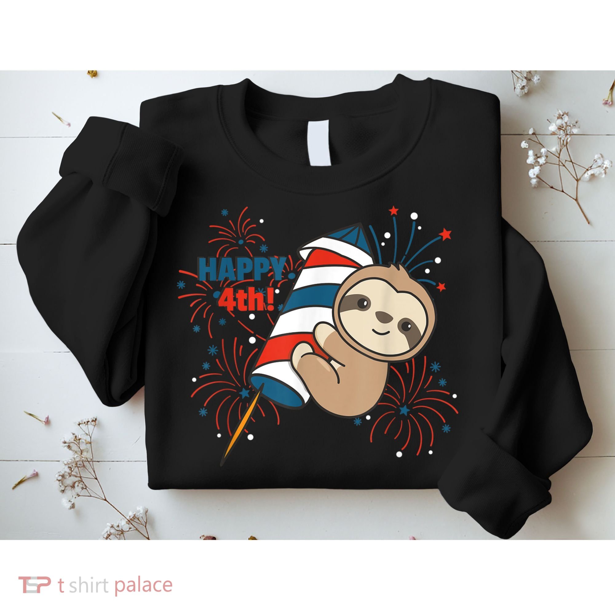 Sloth For The Fourth Of July Fireworks Kids Sweatshirt