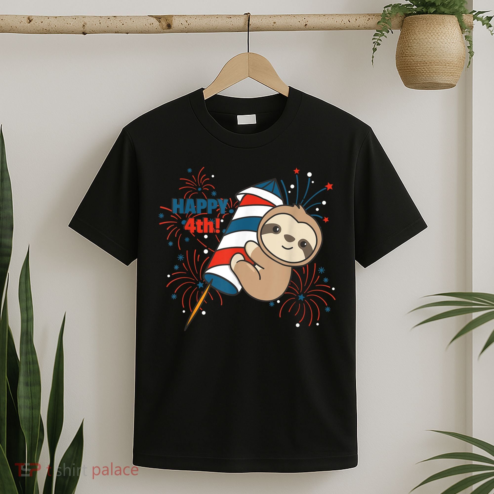 Sloth For The Fourth Of July Fireworks Kids T-Shirt