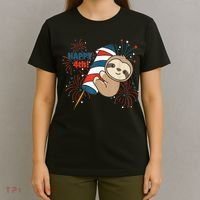 Sloth For The Fourth Of July Fireworks Kids T-Shirt thumb 4