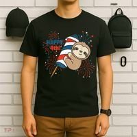 Sloth For The Fourth Of July Fireworks Kids T-Shirt thumb 6