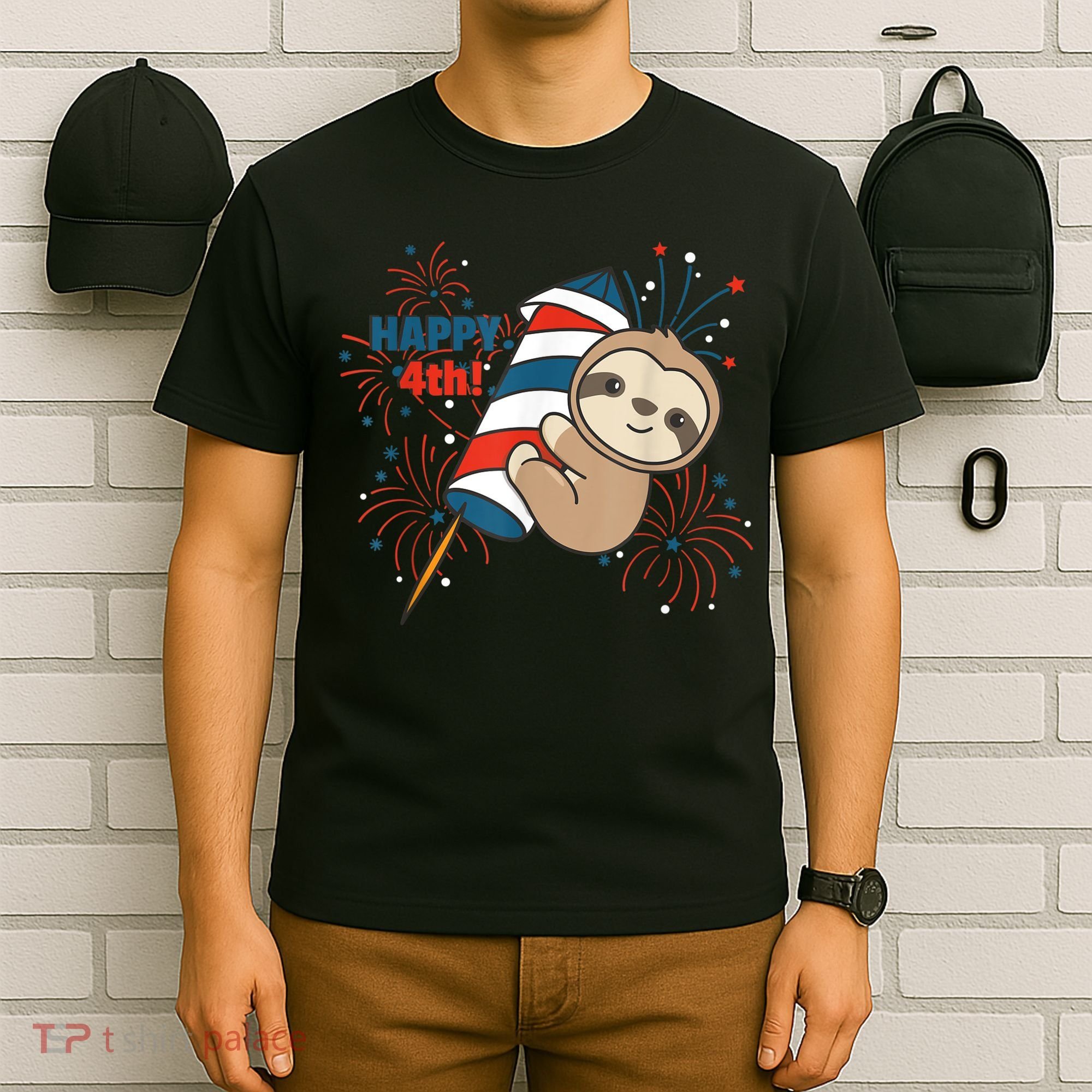 Sloth For The Fourth Of July Fireworks Kids T-Shirt