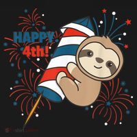 Sloth For The Fourth Of July Fireworks Kids T-Shirt thumb 7