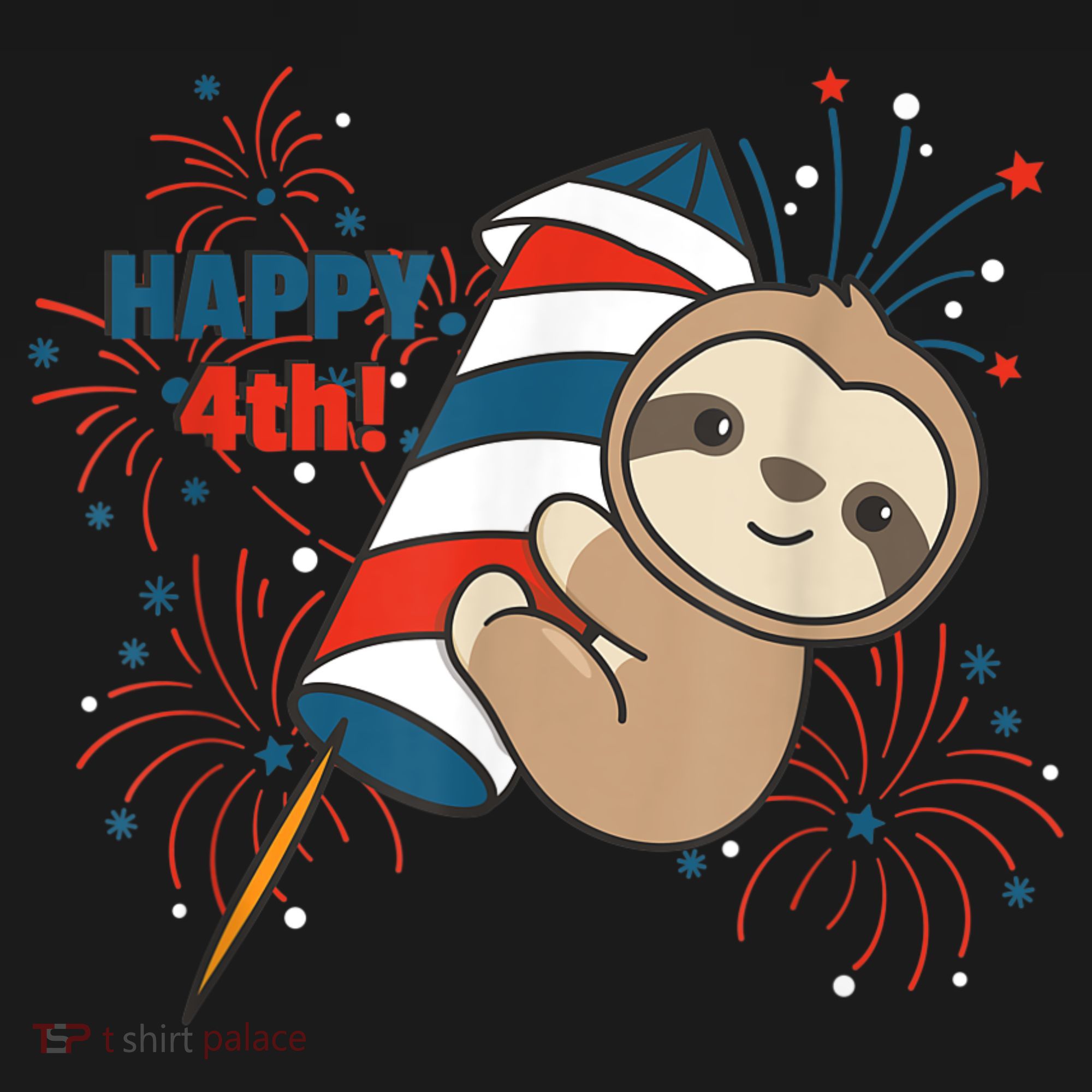 Sloth For The Fourth Of July Fireworks Kids T-Shirt