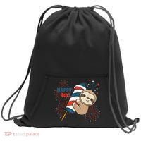 Sloth For The Fourth Of July Fireworks Kids Sweatshirt Cinch Pack Bag thumb 0