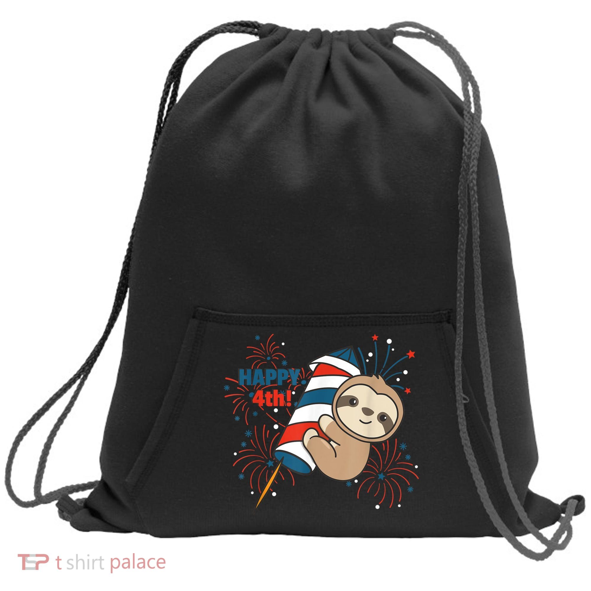 Sloth For The Fourth Of July Fireworks Kids Sweatshirt Cinch Pack Bag