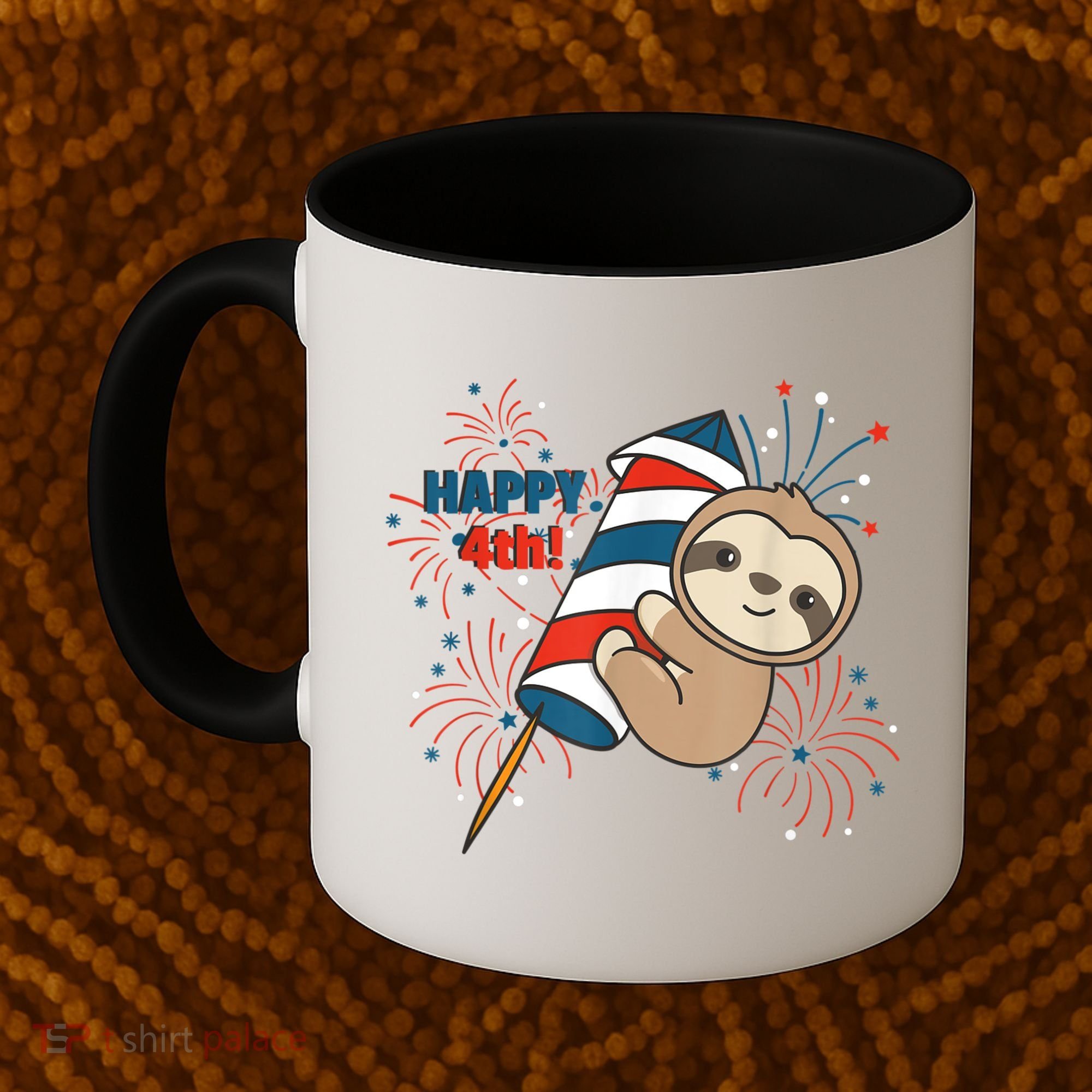 Sloth For The Fourth Of July Fireworks Kids Coffee Mug
