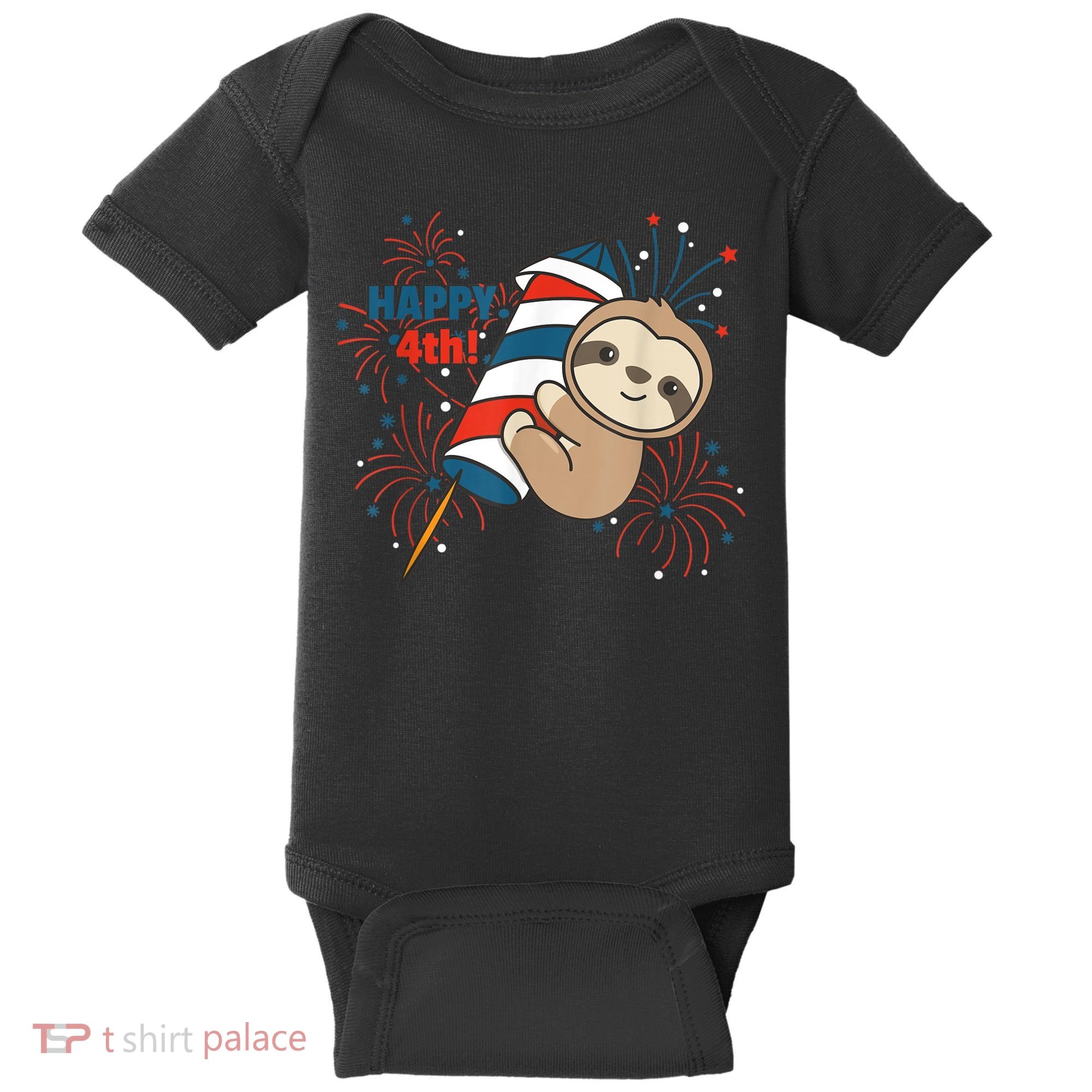 Sloth For The Fourth Of July Fireworks Kids Baby Bodysuit