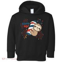 Sloth For The Fourth Of July Fireworks Kids Toddler Hoodie thumb 0