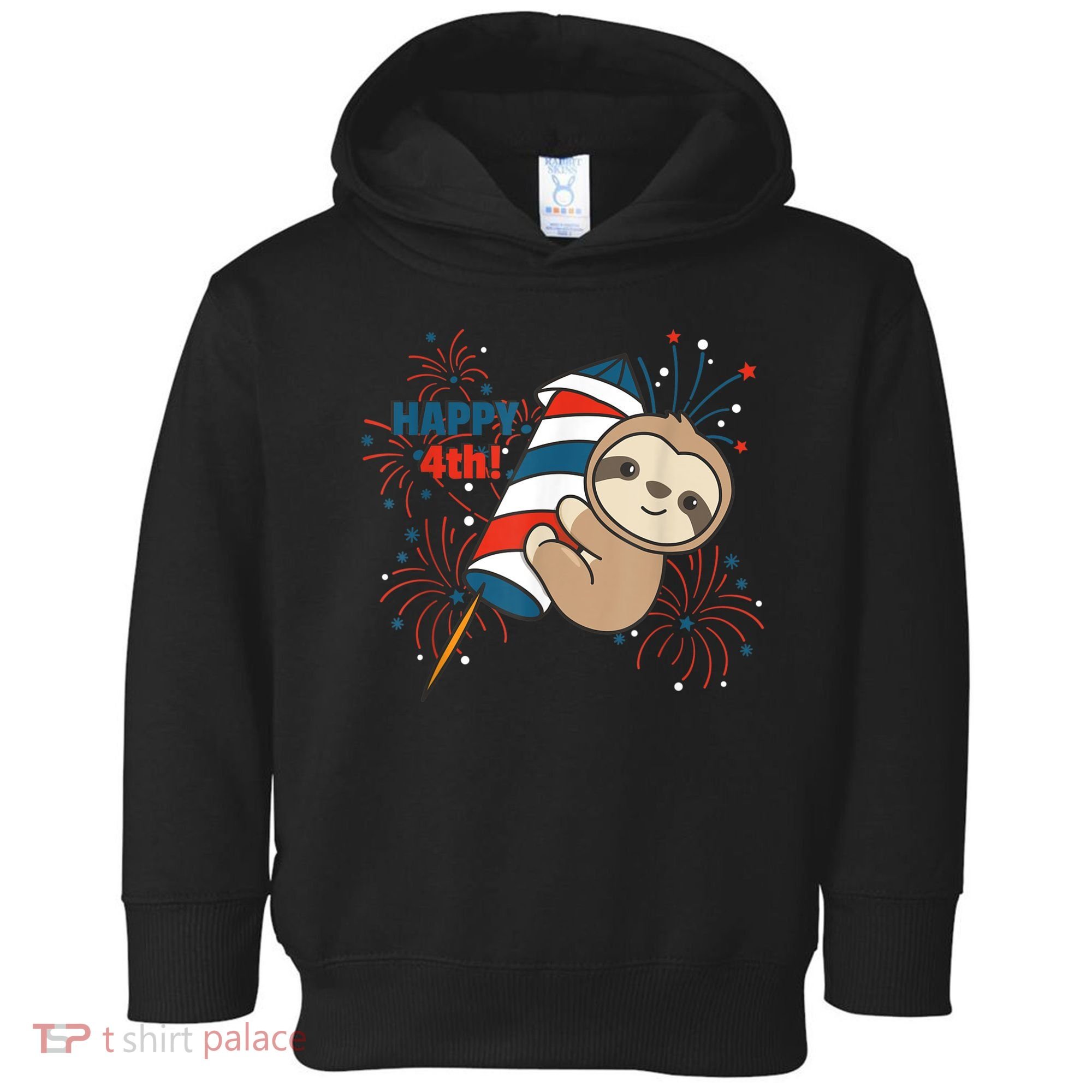 Sloth For The Fourth Of July Fireworks Kids Toddler Hoodie