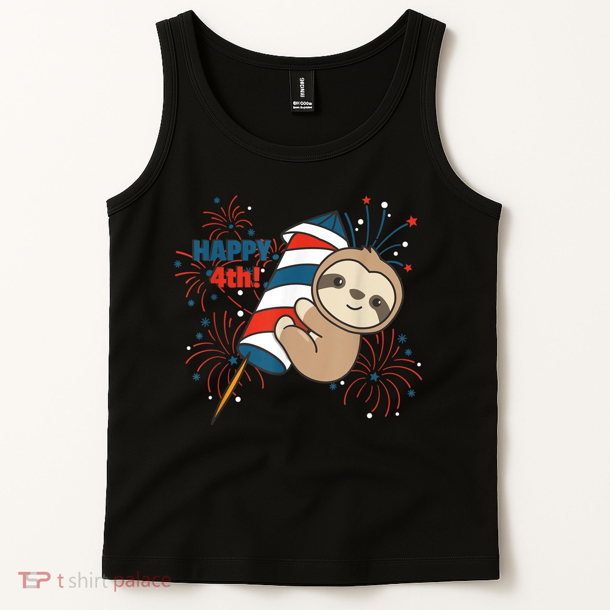 Sloth For The Fourth Of July Fireworks Kids Tank Top